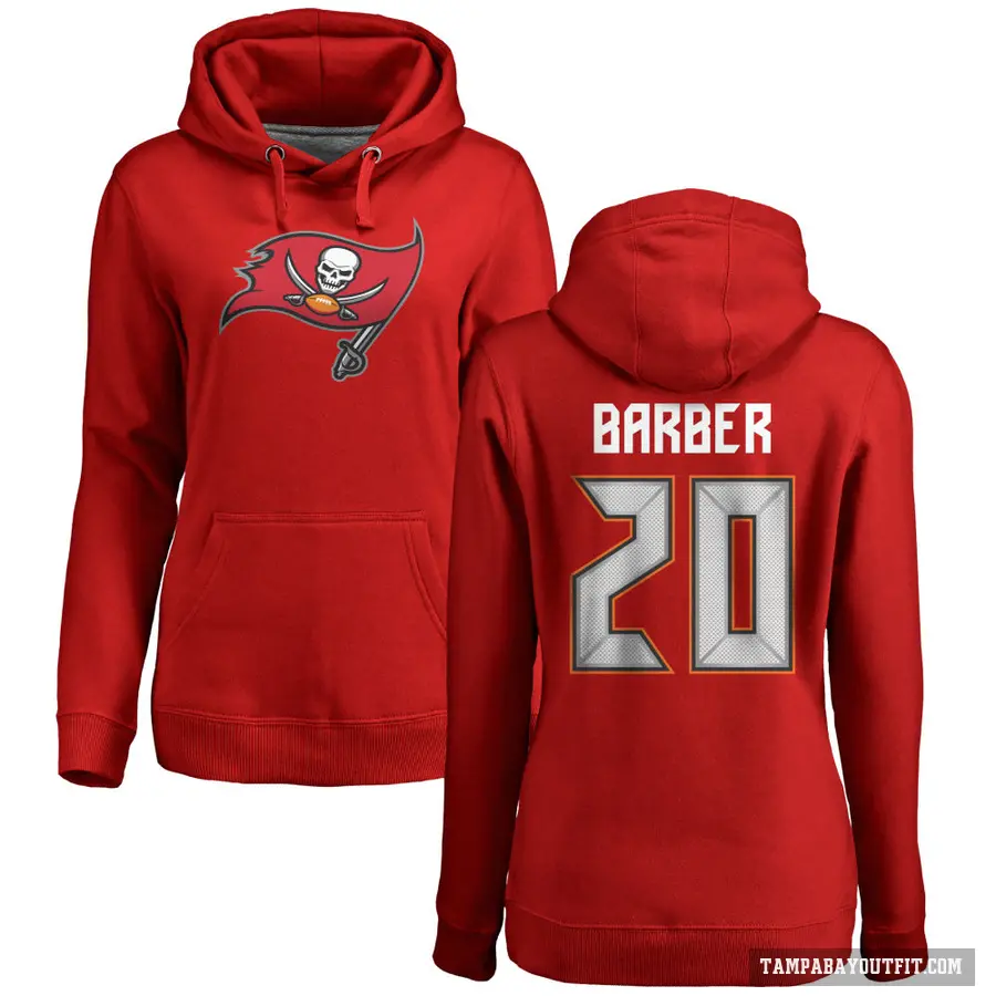 Women's ＃20 Ronde Barber Tampa Bay Buccaneers Red Pro Line Logo Pullover Hoodie