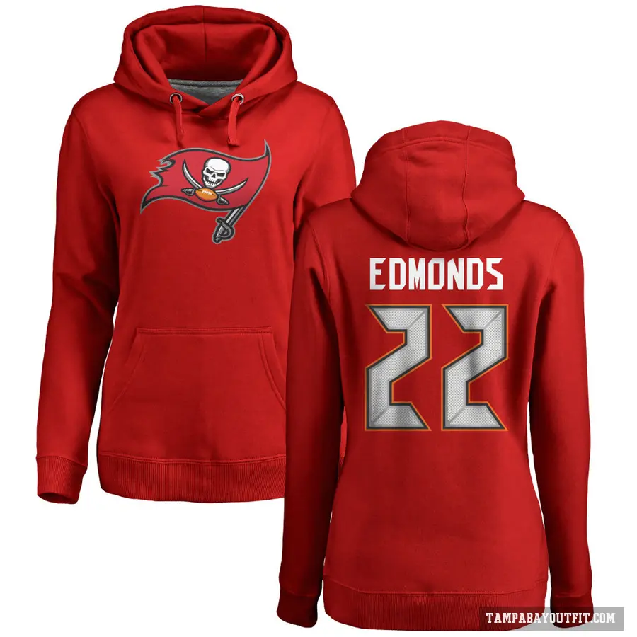 Women's ＃22 Chase Edmonds Tampa Bay Buccaneers Red Pro Line Logo Pullover Hoodie