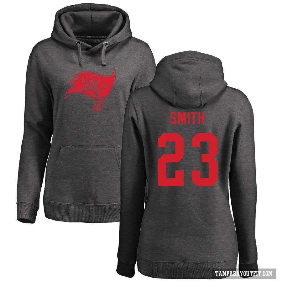 Women's ＃23 Tykee Smith Tampa Bay Buccaneers Pro Line by Branded Ash One Color Pullover Hoodie