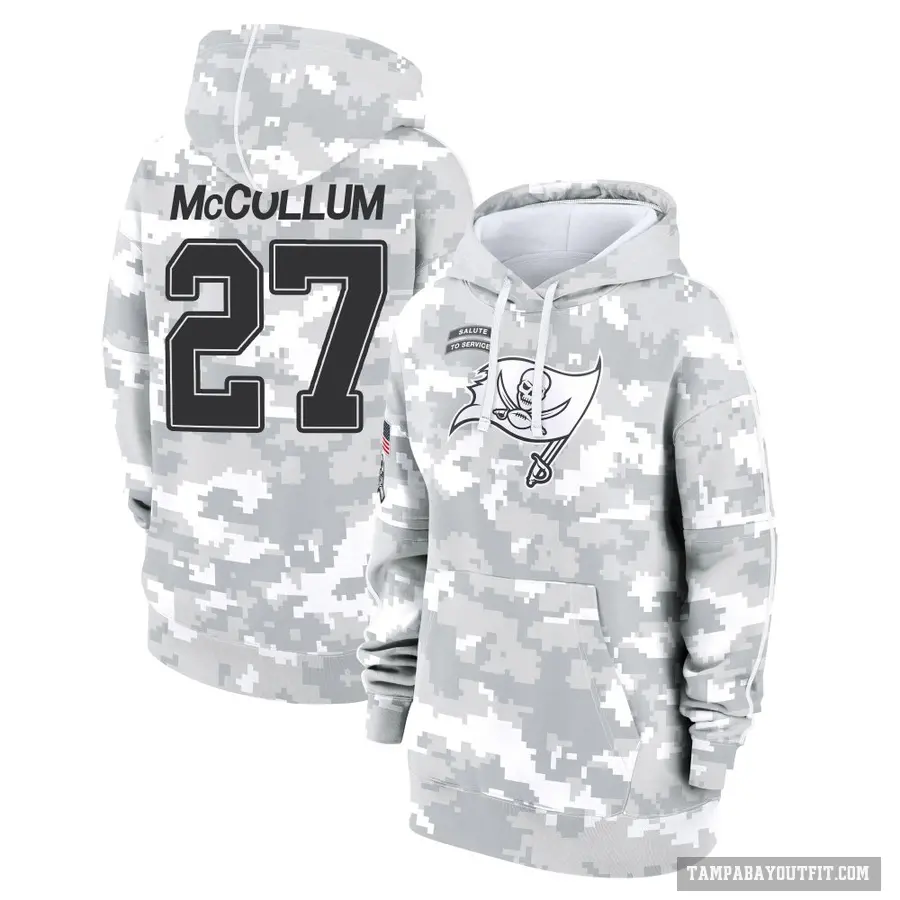 Women's ＃27 Zyon McCollum Tampa Bay Buccaneers Arctic Camo 2024 Salute to Service Club Fleece Pullover Hoodie