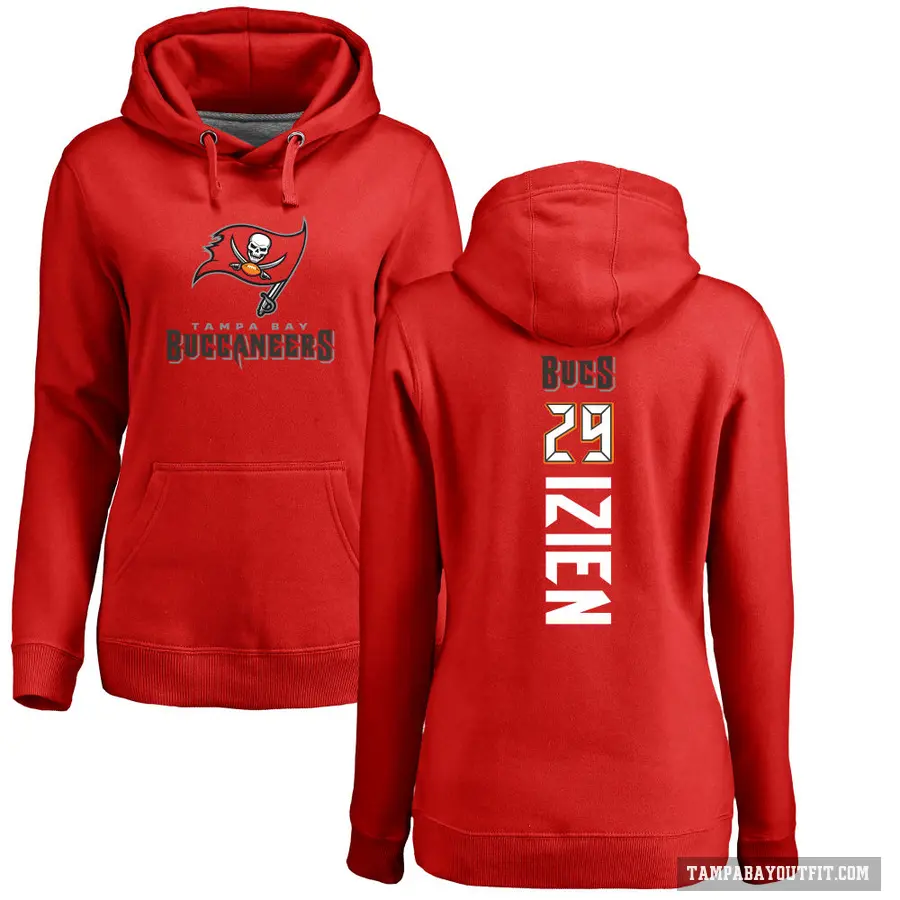Women's ＃29 Christian Izien Tampa Bay Buccaneers Red Pro Line Backer Pullover Hoodie