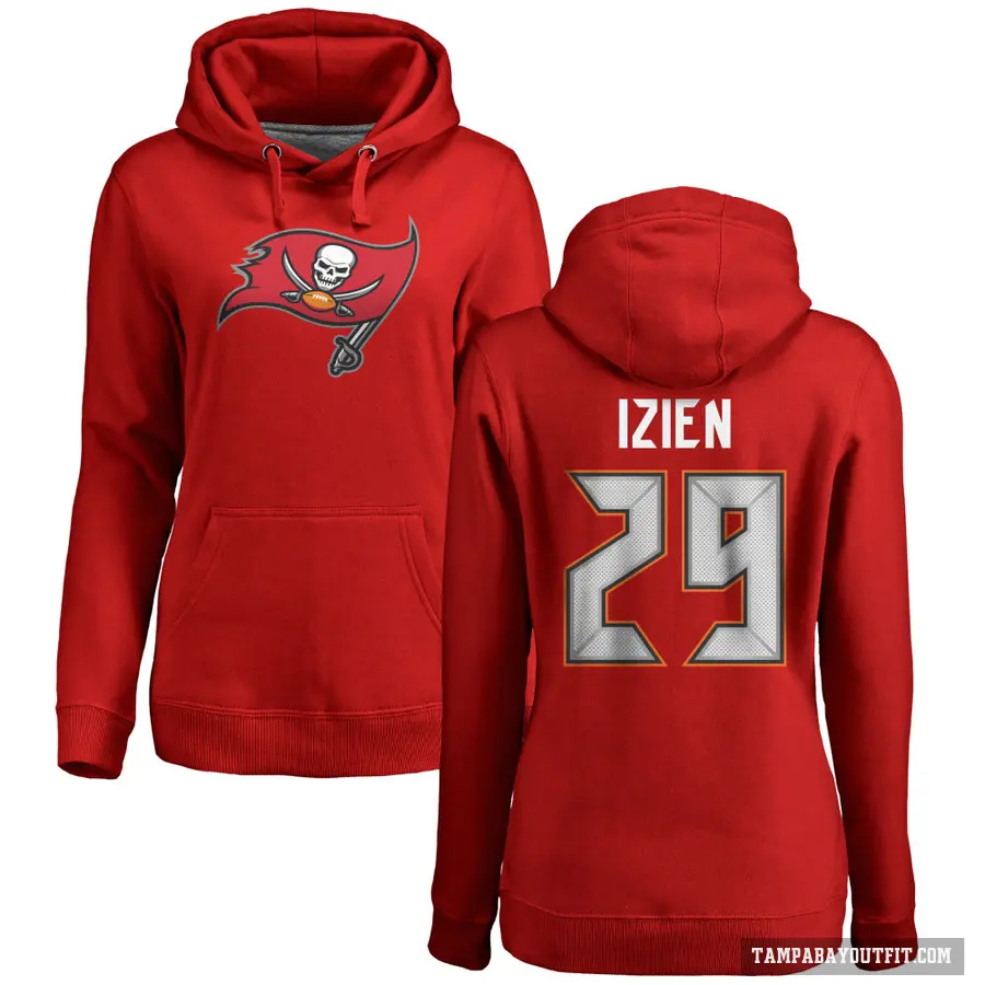 Women's ＃29 Christian Izien Tampa Bay Buccaneers Red Pro Line Logo Pullover Hoodie