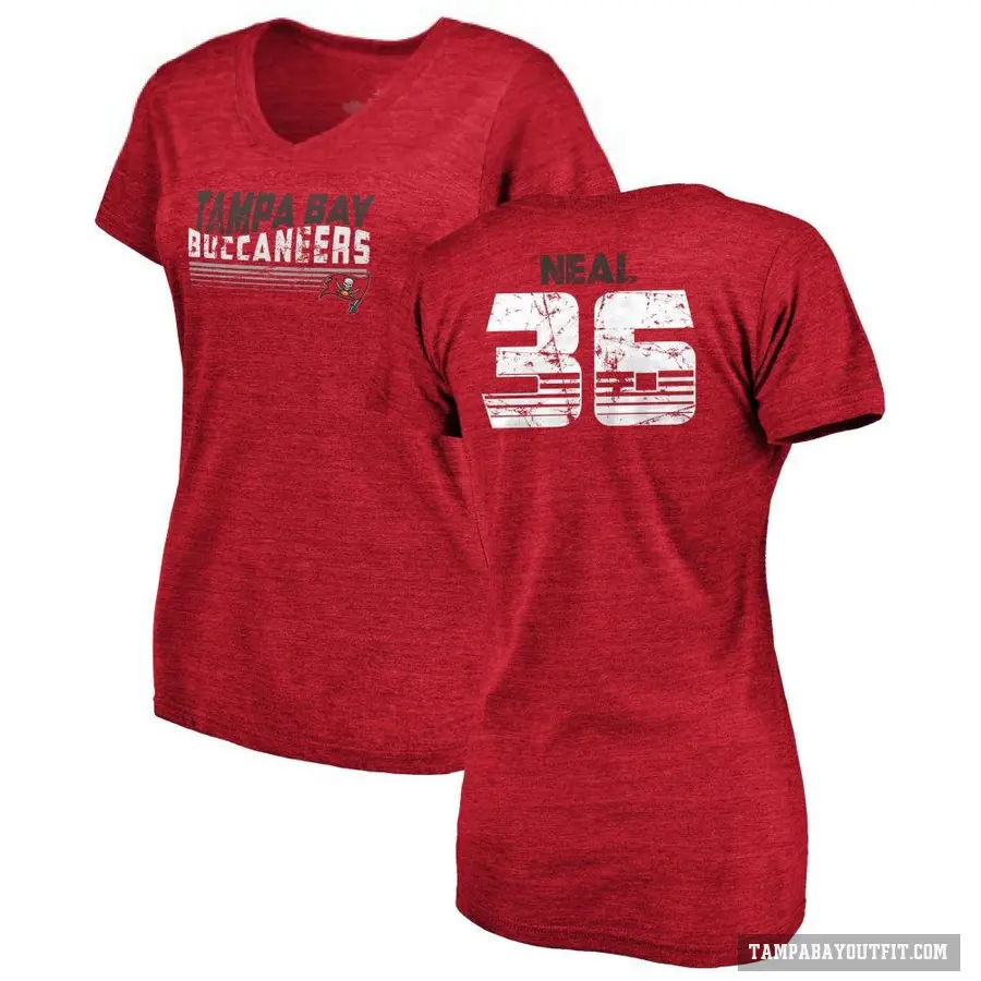 Women's ＃36 Ryan Neal Tampa Bay Buccaneers Red Retro V-Neck T-Shirt
