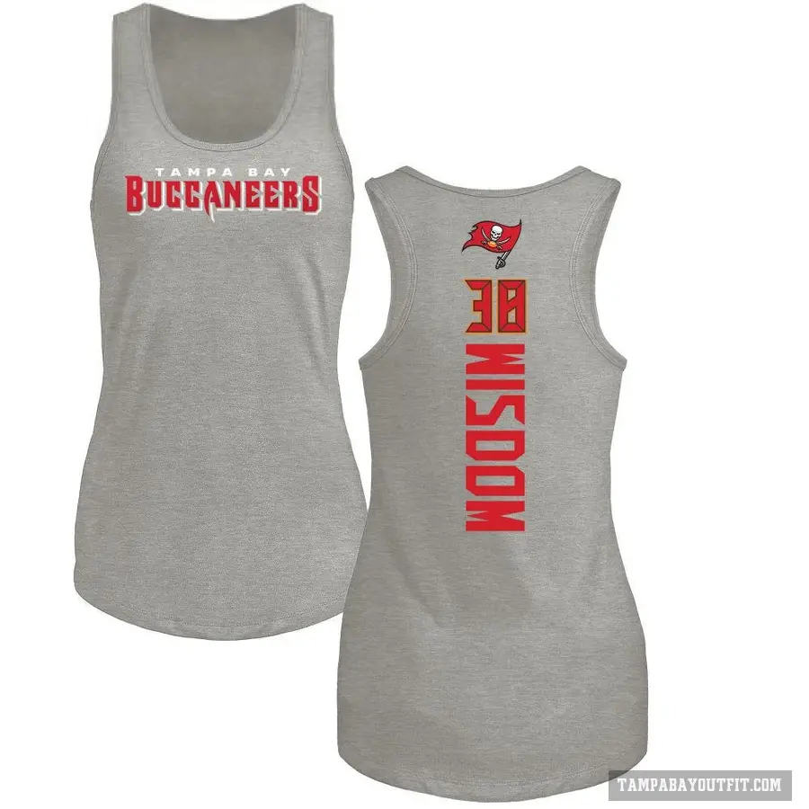 Women's ＃38 Rashad Wisdom Tampa Bay Buccaneers Ash Backer Tank Top