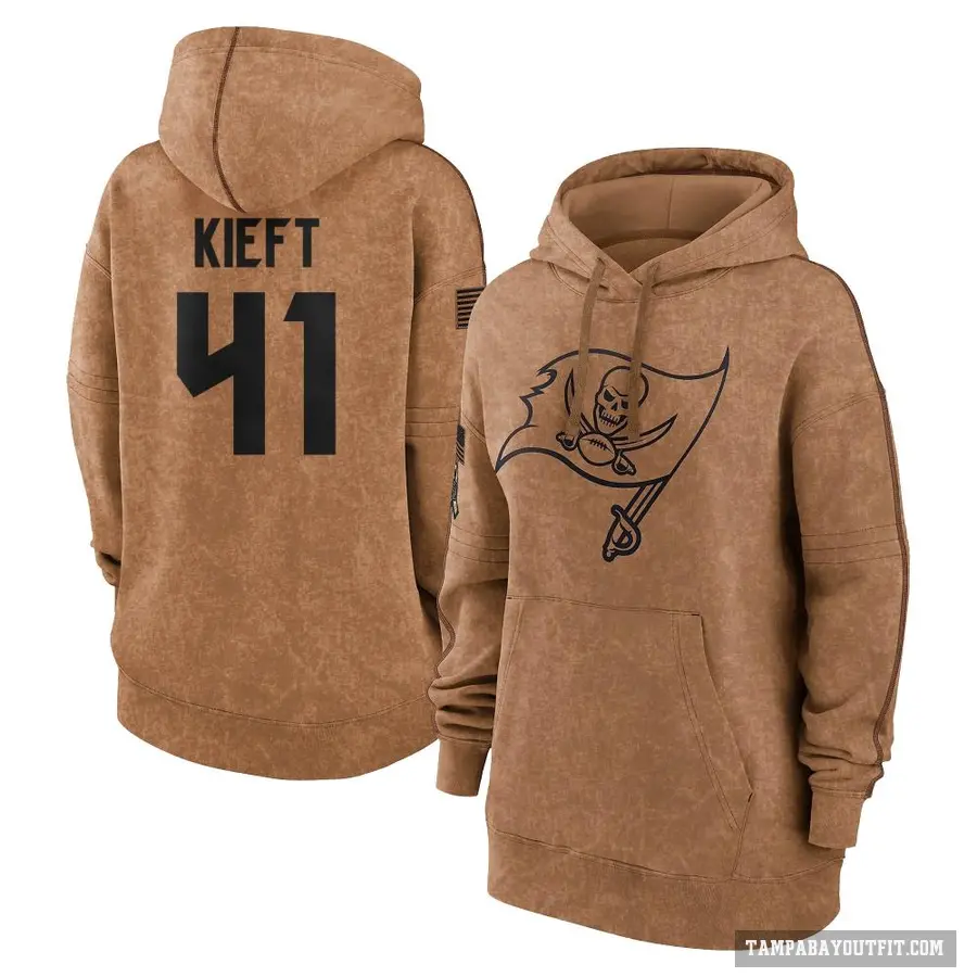 Women's ＃41 Ko Kieft Tampa Bay Buccaneers Brown 2023 Salute To Service Pullover Hoodie