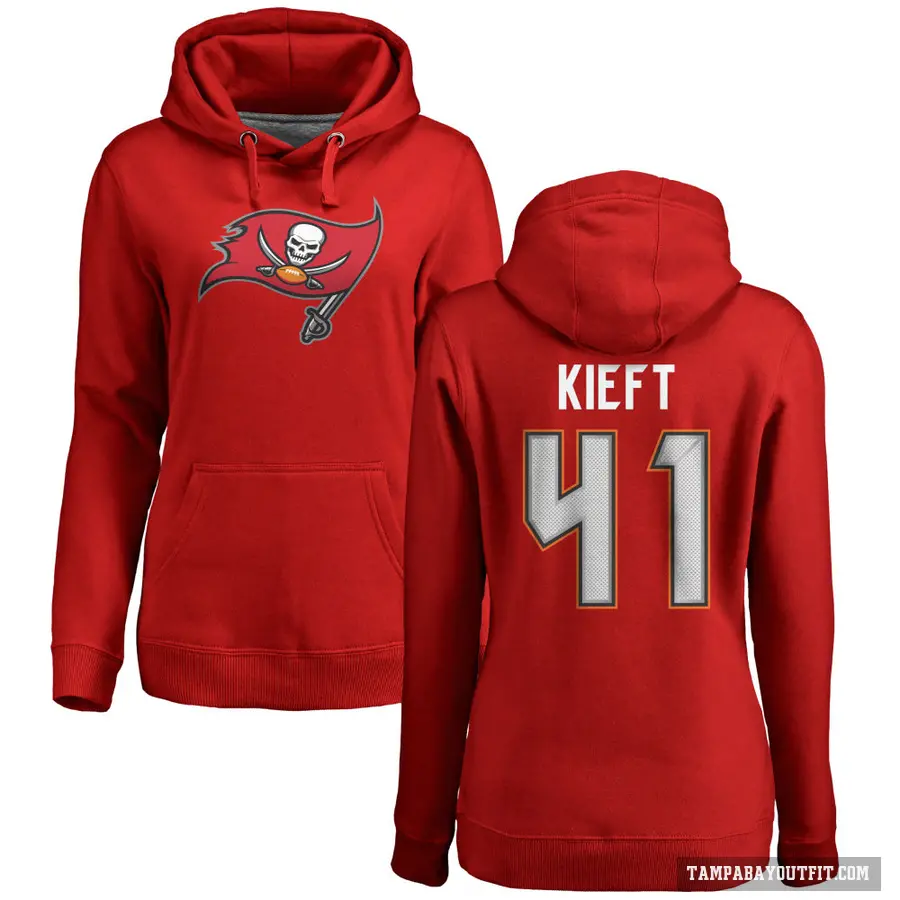 Women's ＃41 Ko Kieft Tampa Bay Buccaneers Red Pro Line Logo Pullover Hoodie