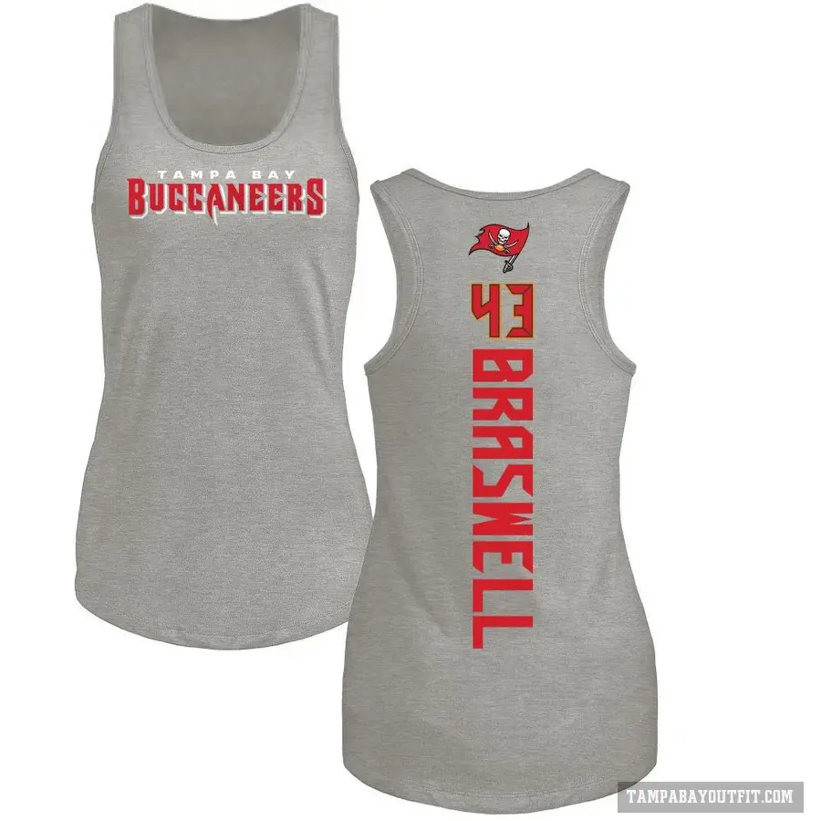 Women's ＃43 Chris Braswell Tampa Bay Buccaneers Ash Backer Tank Top