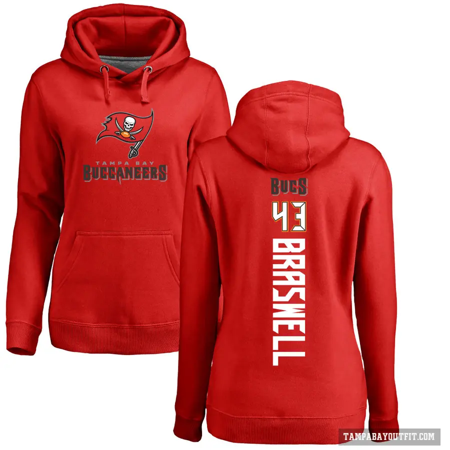 Women's ＃43 Chris Braswell Tampa Bay Buccaneers Red Pro Line Backer Pullover Hoodie