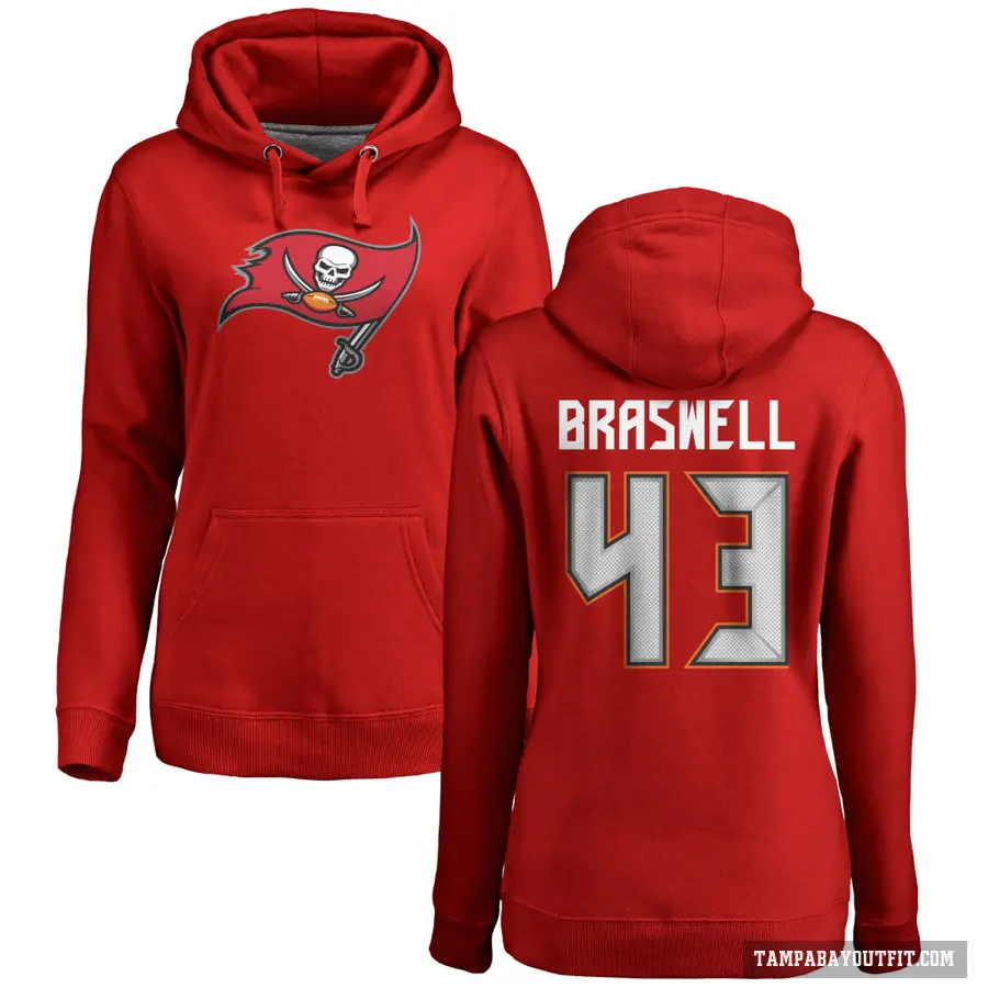 Women's ＃43 Chris Braswell Tampa Bay Buccaneers Red Pro Line Logo Pullover Hoodie