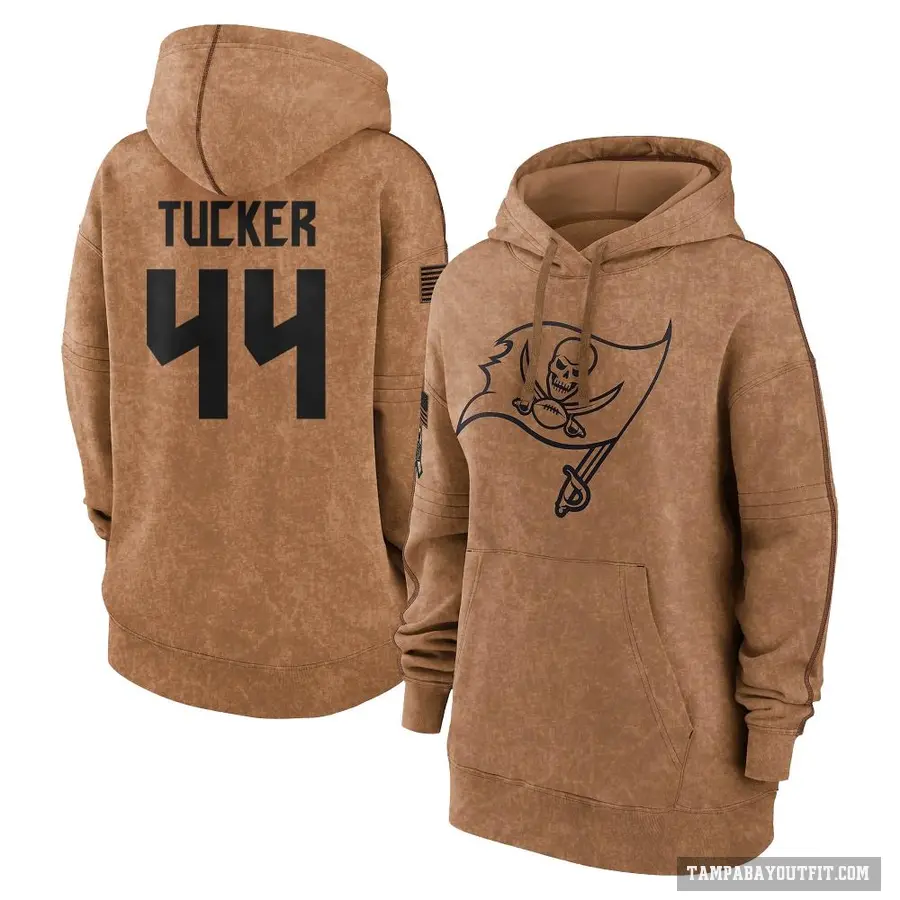 Women's ＃44 Sean Tucker Tampa Bay Buccaneers Brown 2023 Salute To Service Pullover Hoodie