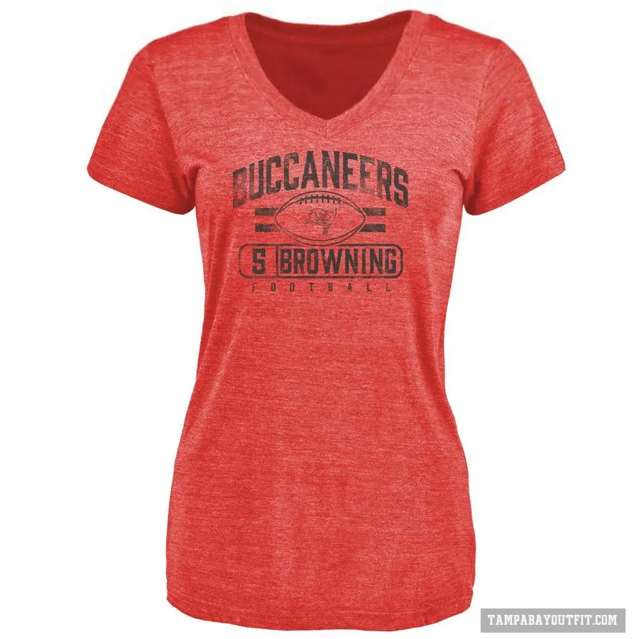 Women's ＃5 Jack Browning Tampa Bay Buccaneers Red Flanker T-Shirt