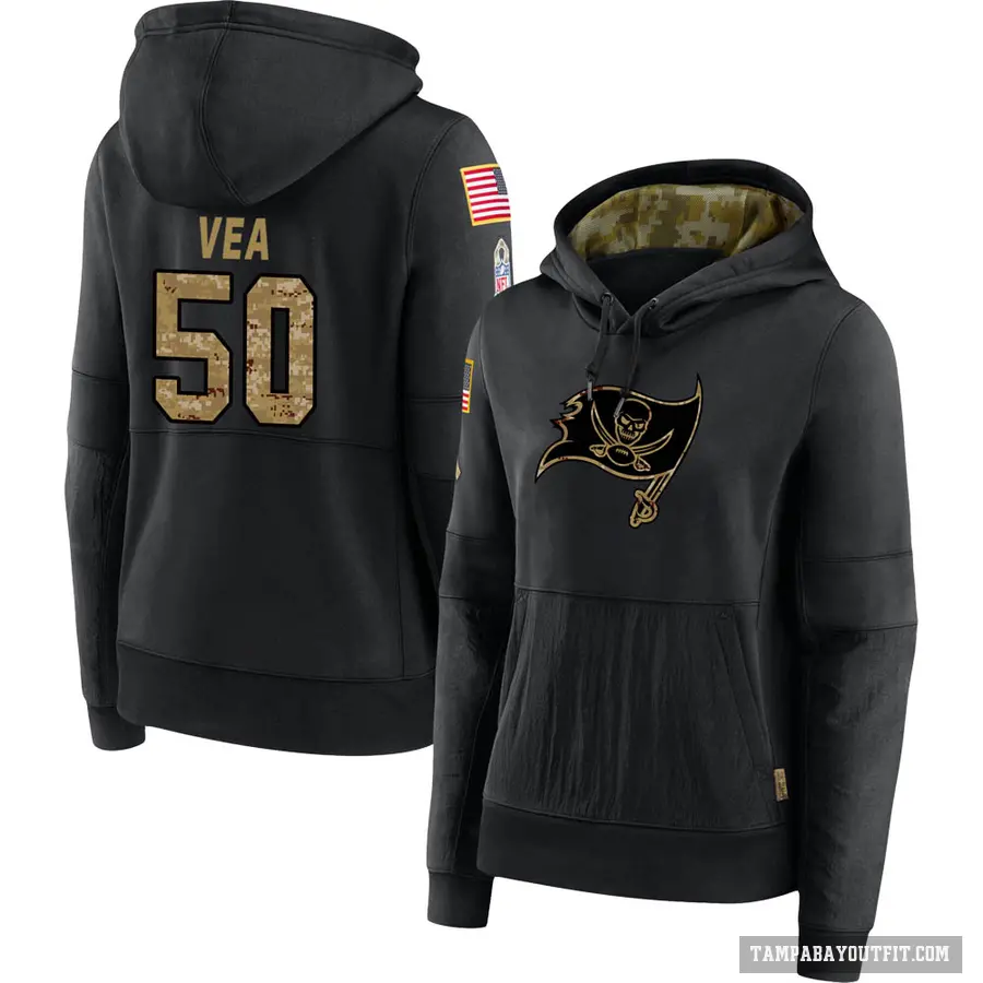 Women's ＃50 Vita Vea Tampa Bay Buccaneers Black 2020 Salute to Service Sideline Performance Pullover Hoodie