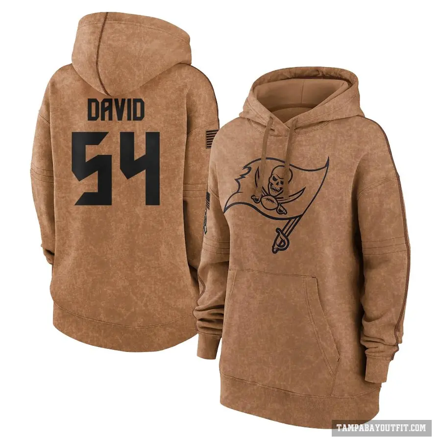 Women's ＃54 Lavonte David Tampa Bay Buccaneers Brown 2023 Salute To Service Pullover Hoodie