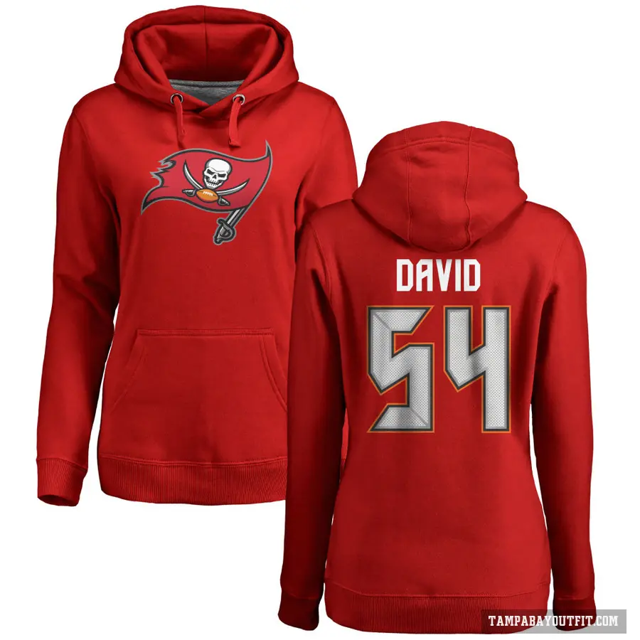 Women's ＃54 Lavonte David Tampa Bay Buccaneers Red Pro Line Logo Pullover Hoodie