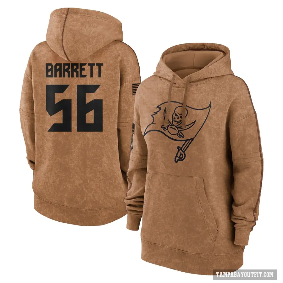 Women's ＃56 Shaquil Barrett Tampa Bay Buccaneers Brown 2023 Salute To Service Pullover Hoodie
