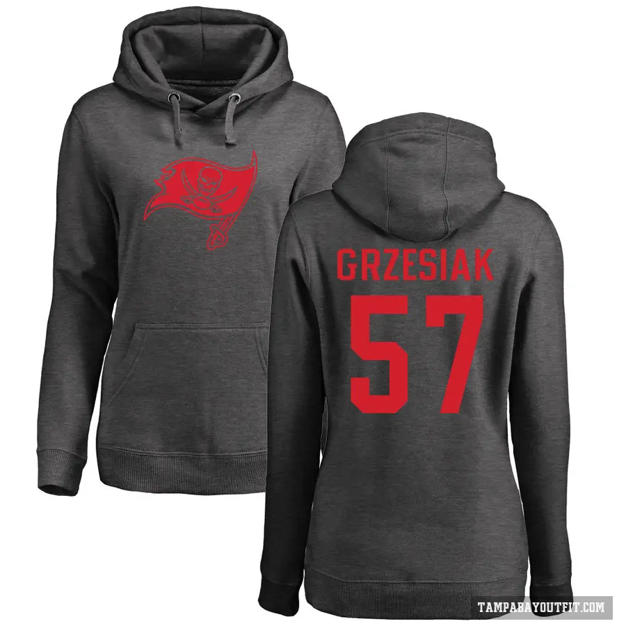 Women's ＃57 Daniel Grzesiak Tampa Bay Buccaneers Pro Line by Branded Ash One Color Pullover Hoodie