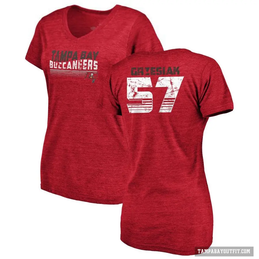 Women's ＃57 Daniel Grzesiak Tampa Bay Buccaneers Red Retro V-Neck T-Shirt