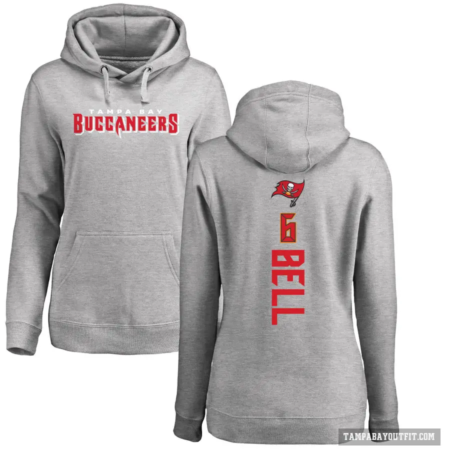 Women's ＃6 Le'Veon Bell Tampa Bay Buccaneers Pro Line Ash Backer Pullover Hoodie