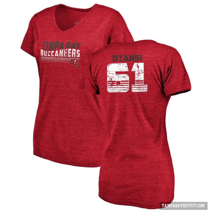 Women's ＃61 Silas Dzansi Tampa Bay Buccaneers Red Retro V-Neck T-Shirt