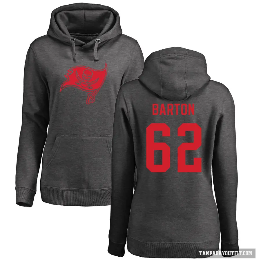 Women's ＃62 Graham Barton Tampa Bay Buccaneers Pro Line by Branded Ash One Color Pullover Hoodie