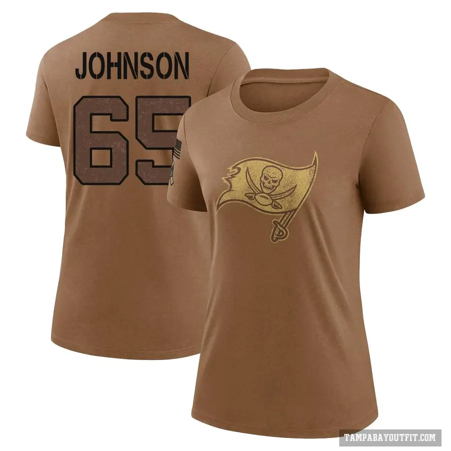 Women's ＃65 Ryan Johnson Tampa Bay Buccaneers Brown 2023 Salute To Service Performance T-Shirt
