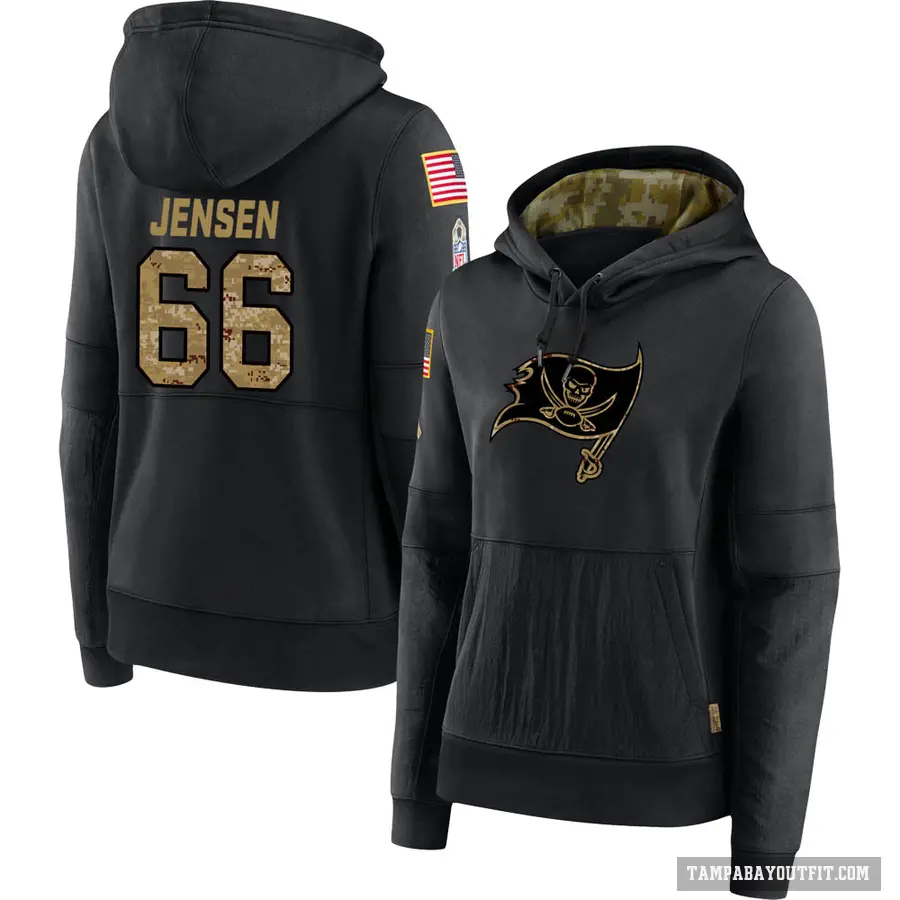 Women's ＃66 Ryan Jensen Tampa Bay Buccaneers Black 2020 Salute to Service Sideline Performance Pullover Hoodie