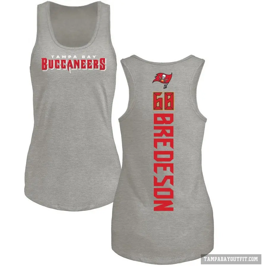 Women's ＃68 Ben Bredeson Tampa Bay Buccaneers Ash Backer Tank Top