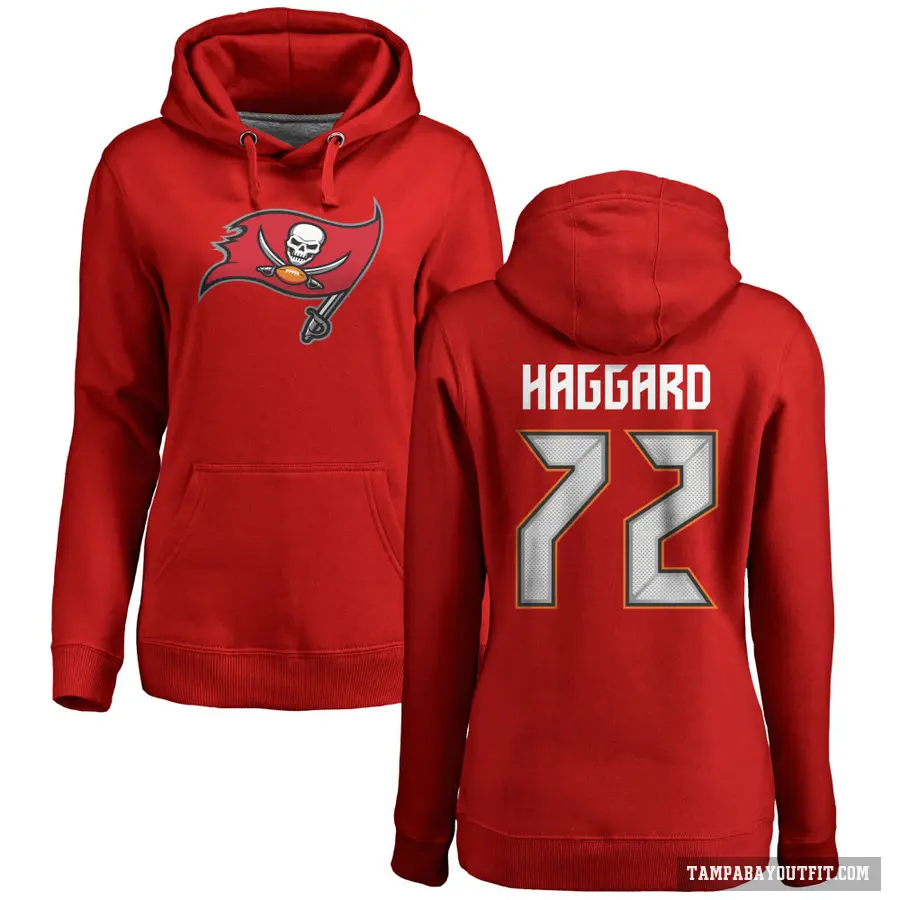 Women's ＃72 Luke Haggard Tampa Bay Buccaneers Red Pro Line Logo Pullover Hoodie