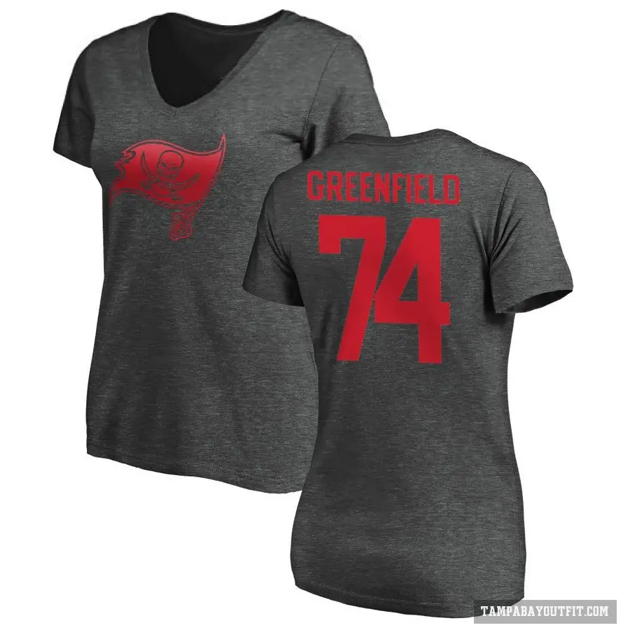 Women's ＃74 Garret Greenfield Tampa Bay Buccaneers Green One Color T-Shirt Ash