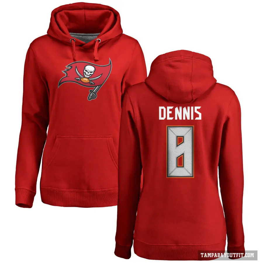 Women's ＃8 SirVocea Dennis Tampa Bay Buccaneers Red Pro Line Logo Pullover Hoodie