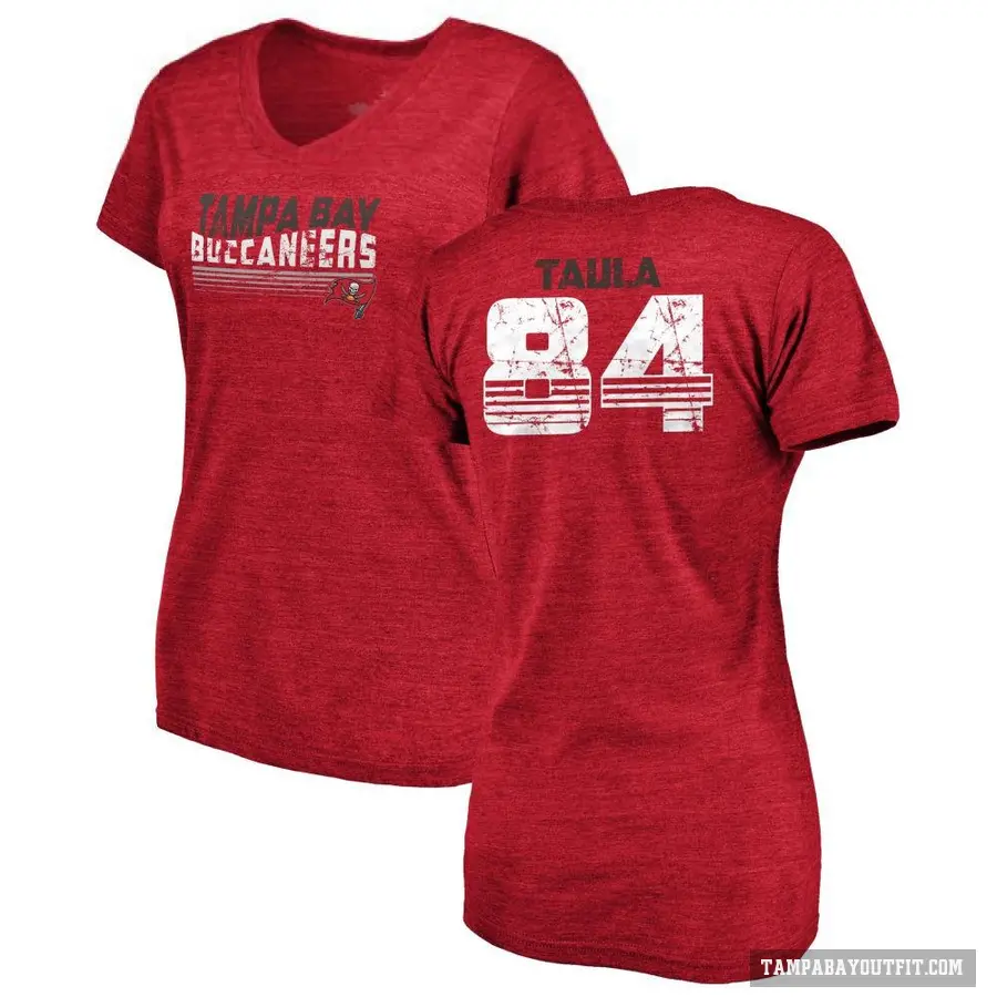 Women's ＃84 Tanner Taula Tampa Bay Buccaneers Red Retro V-Neck T-Shirt