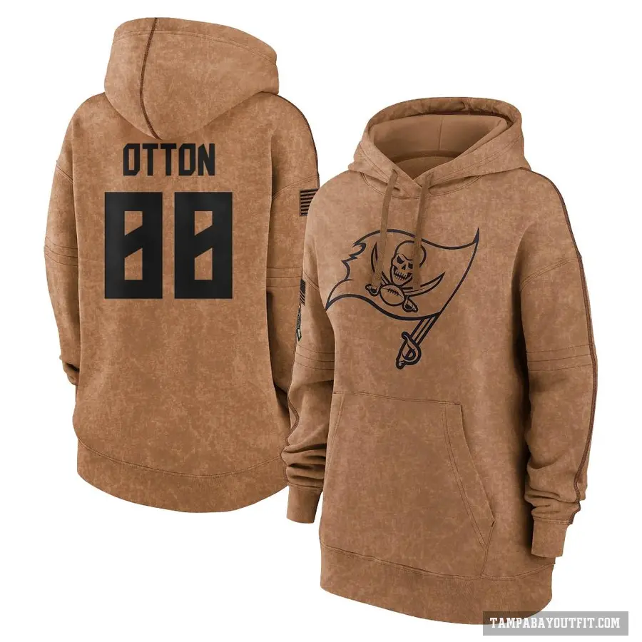 Women's ＃88 Cade Otton Tampa Bay Buccaneers Brown 2023 Salute To Service Pullover Hoodie