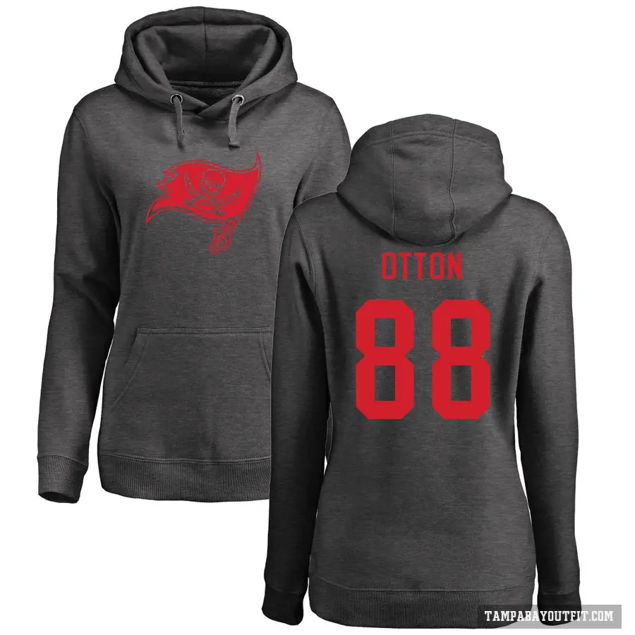 Women's ＃88 Cade Otton Tampa Bay Buccaneers Pro Line by Branded Ash One Color Pullover Hoodie