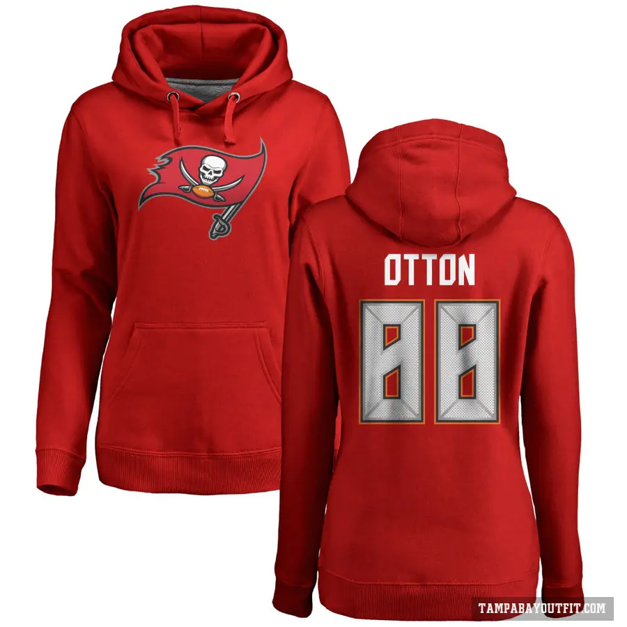 Women's ＃88 Cade Otton Tampa Bay Buccaneers Red Pro Line Logo Pullover Hoodie