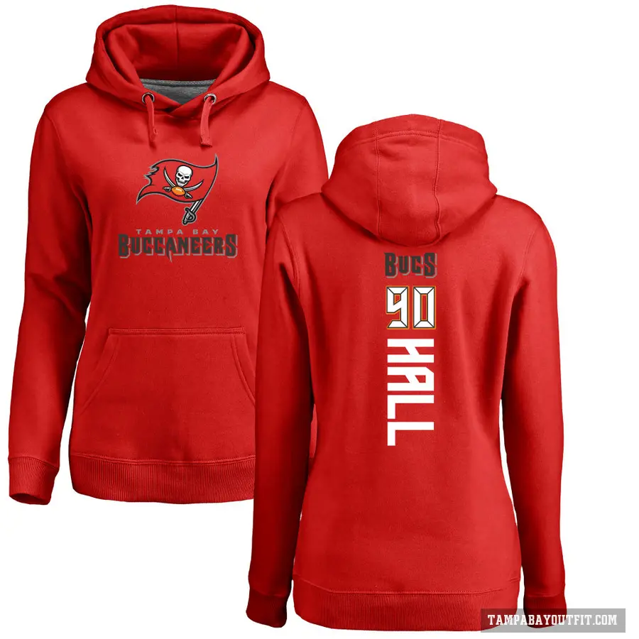 Women's ＃90 Logan Hall Tampa Bay Buccaneers Red Pro Line Backer Pullover Hoodie