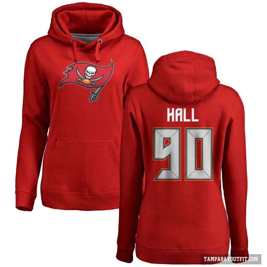 Women's ＃90 Logan Hall Tampa Bay Buccaneers Red Pro Line Logo Pullover Hoodie