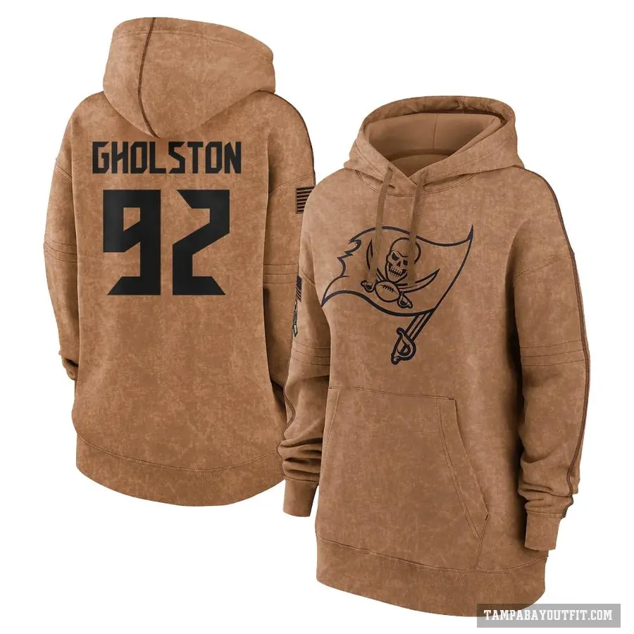 Women's ＃92 William Gholston Tampa Bay Buccaneers Brown 2023 Salute To Service Pullover Hoodie