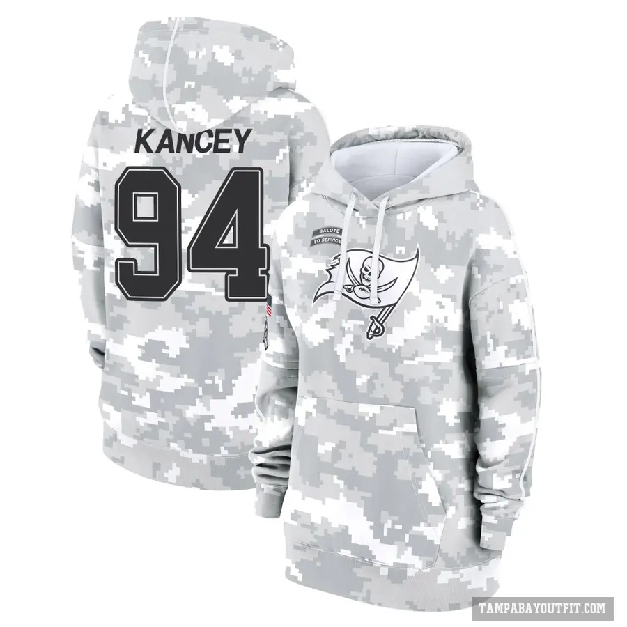 Women's ＃94 Calijah Kancey Tampa Bay Buccaneers Arctic Camo 2024 Salute to Service Club Fleece Pullover Hoodie