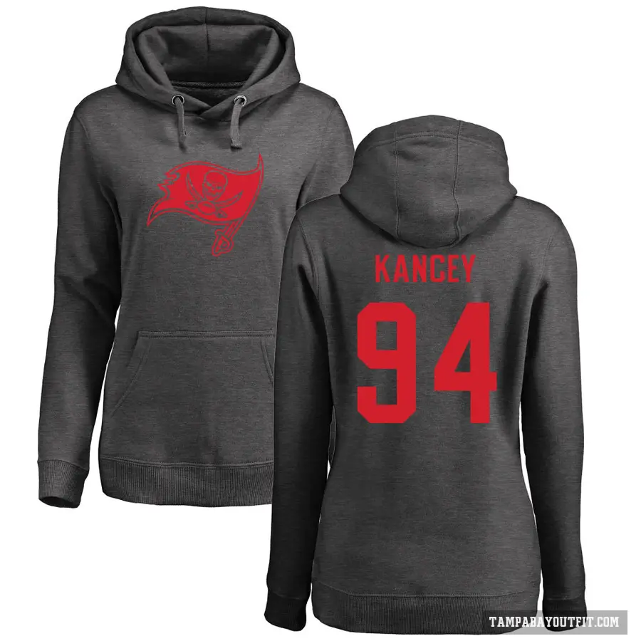 Women's ＃94 Calijah Kancey Tampa Bay Buccaneers Pro Line by Branded Ash One Color Pullover Hoodie