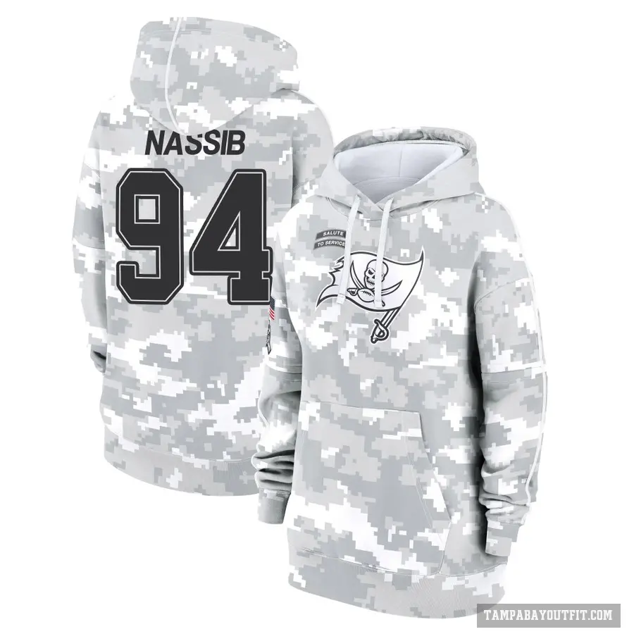 Women's ＃94 Carl Nassib Tampa Bay Buccaneers Arctic Camo 2024 Salute to Service Club Fleece Pullover Hoodie