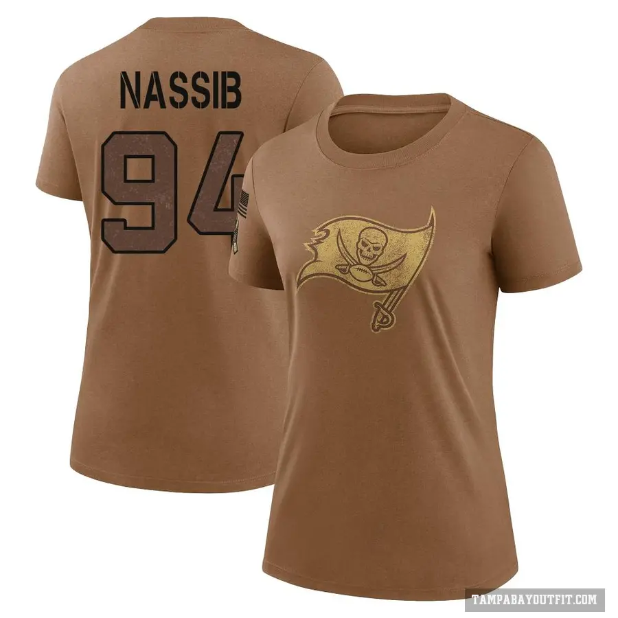 Women's ＃94 Carl Nassib Tampa Bay Buccaneers Brown 2023 Salute To Service Performance T-Shirt