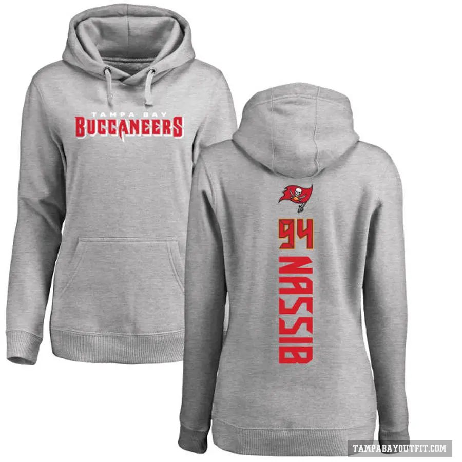 Women's ＃94 Carl Nassib Tampa Bay Buccaneers Pro Line Ash Backer Pullover Hoodie
