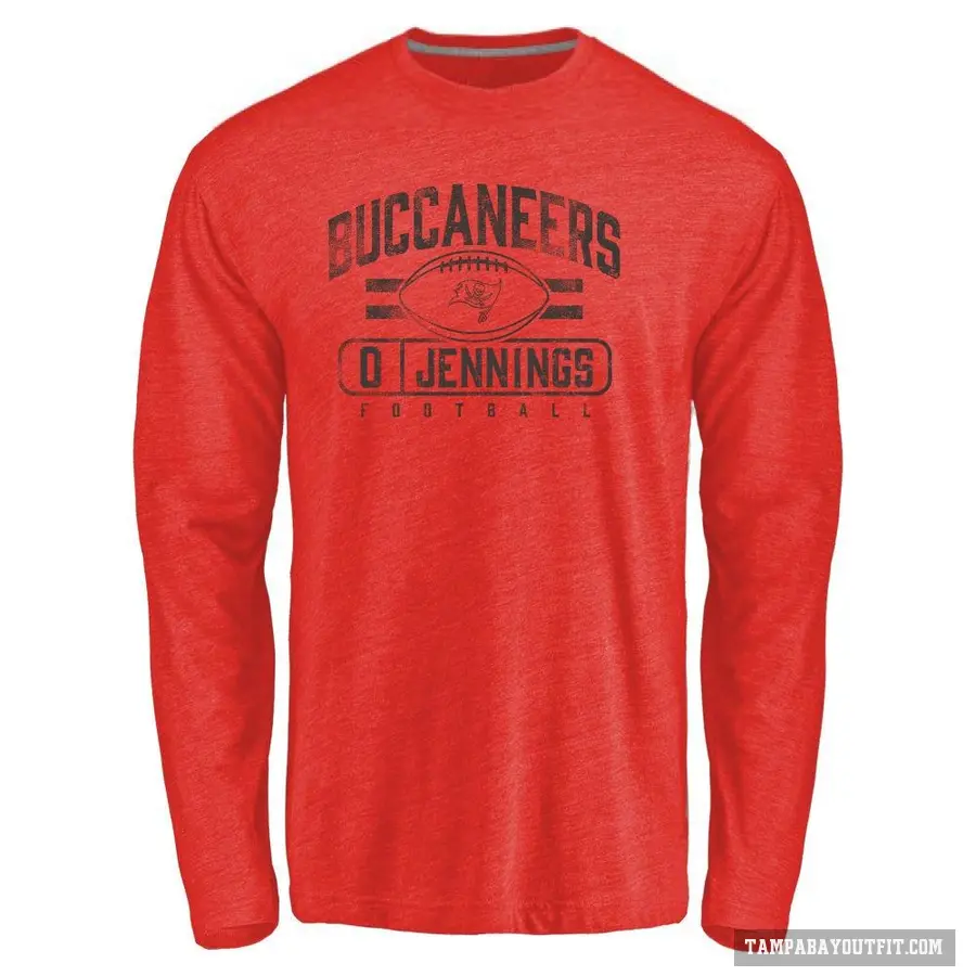 Youth ＃0 Deion Jennings Tampa Bay Buccaneers Red Flanker Long Sleeve T-Shirt
