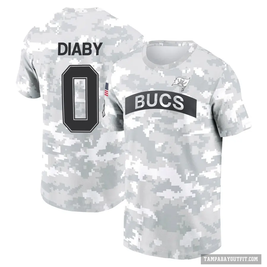 Youth ＃0 Yaya Diaby Tampa Bay Buccaneers Camo Arctic 2024 Salute to Service Performance T-Shirt