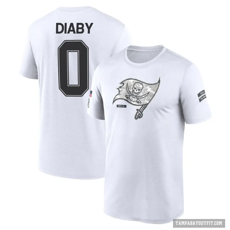 Youth ＃0 Yaya Diaby Tampa Bay Buccaneers White 2024 Salute to Service Performance T-Shirt