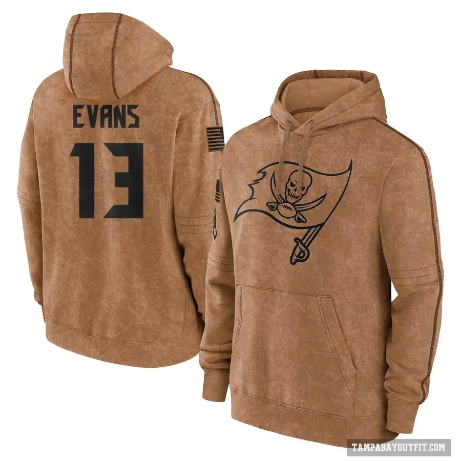 Youth ＃13 Mike Evans Tampa Bay Buccaneers Brown 2023 Salute To Service Club Pullover Hoodie
