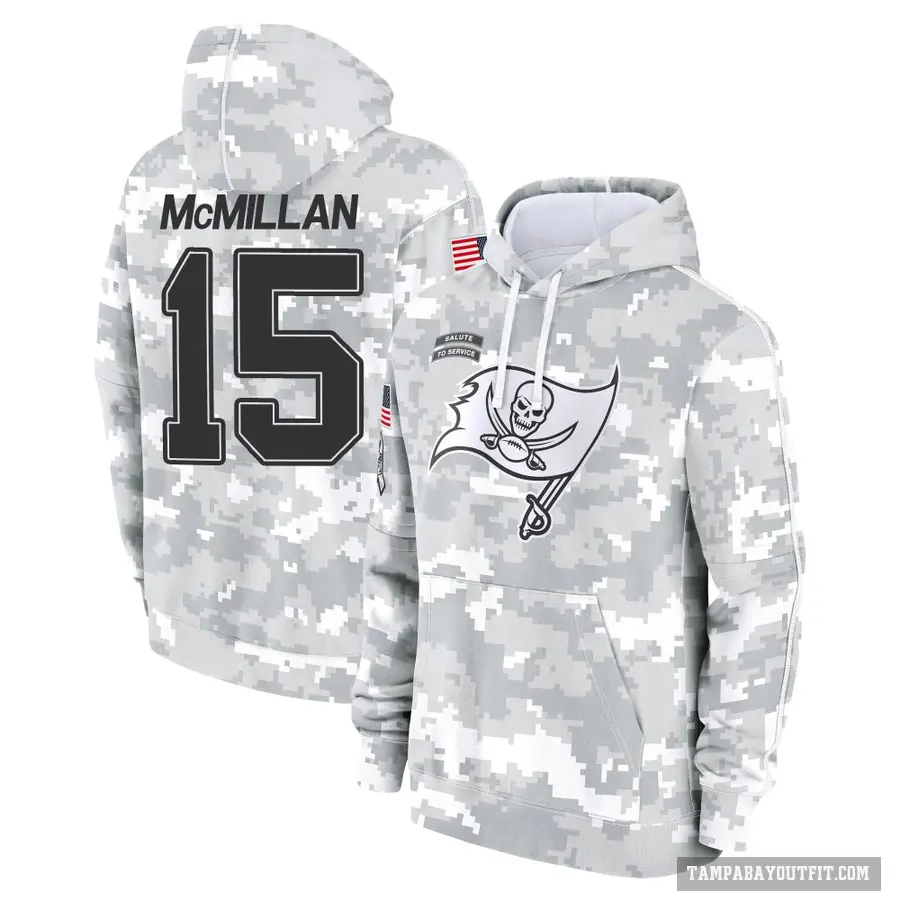 Youth ＃15 Jalen McMillan Tampa Bay Buccaneers Arctic Camo 2024 Salute to Service Club Fleece Pullover Hoodie