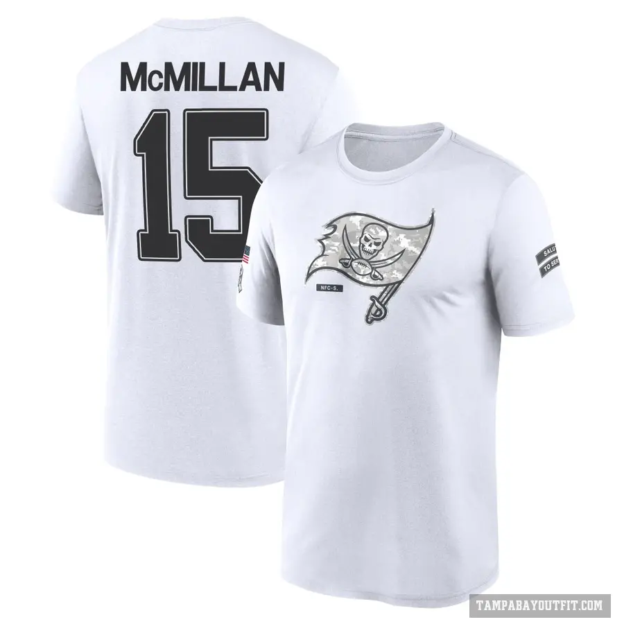 Youth ＃15 Jalen McMillan Tampa Bay Buccaneers White 2024 Salute to Service Performance T-Shirt