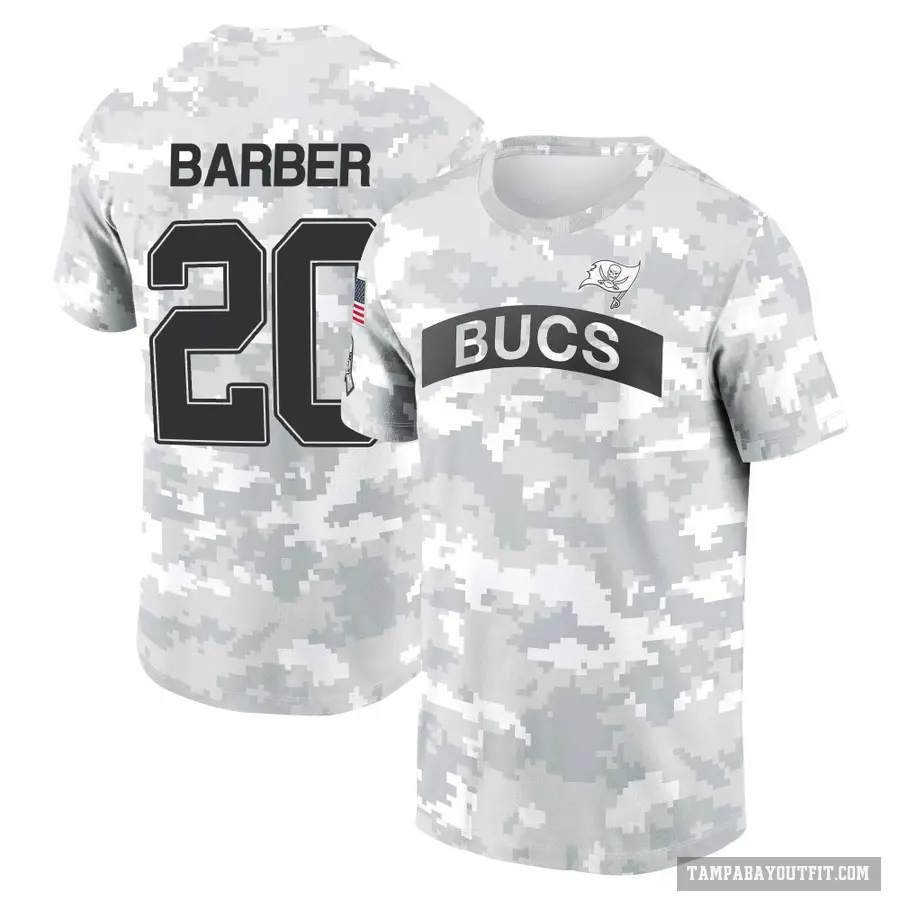 Youth ＃20 Ronde Barber Tampa Bay Buccaneers Camo Arctic 2024 Salute to Service Performance T-Shirt