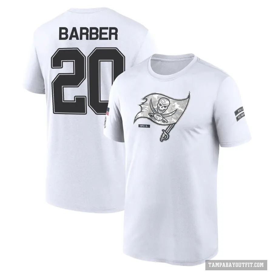 Youth ＃20 Ronde Barber Tampa Bay Buccaneers White 2024 Salute to Service Performance T-Shirt